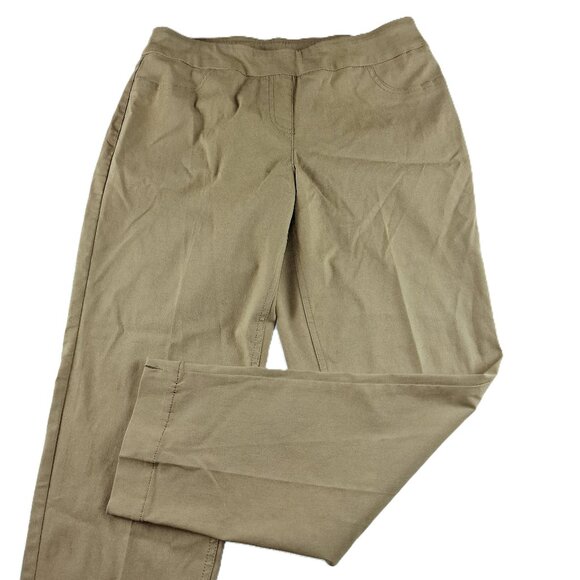 Slim-Sation Narrow Leg Pull-On Pant Women's Size 10 Petite Tan Tummy Control - Picture 1 of 7